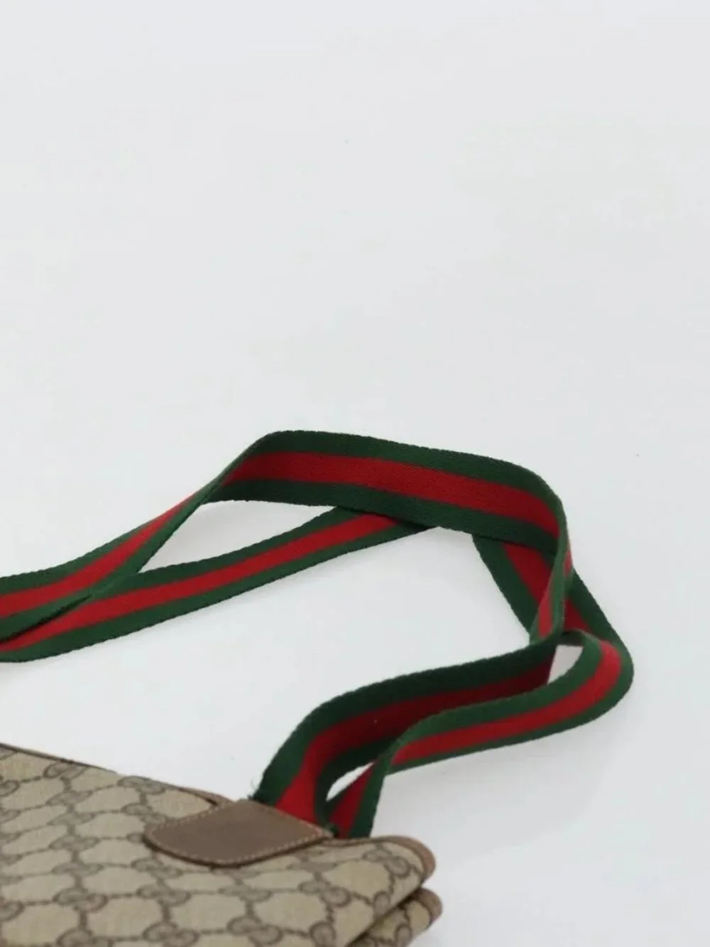 GUCCI GG Supreme Web Sherry Line Bag PVC Beige Red Green 39 02 003 Auth
